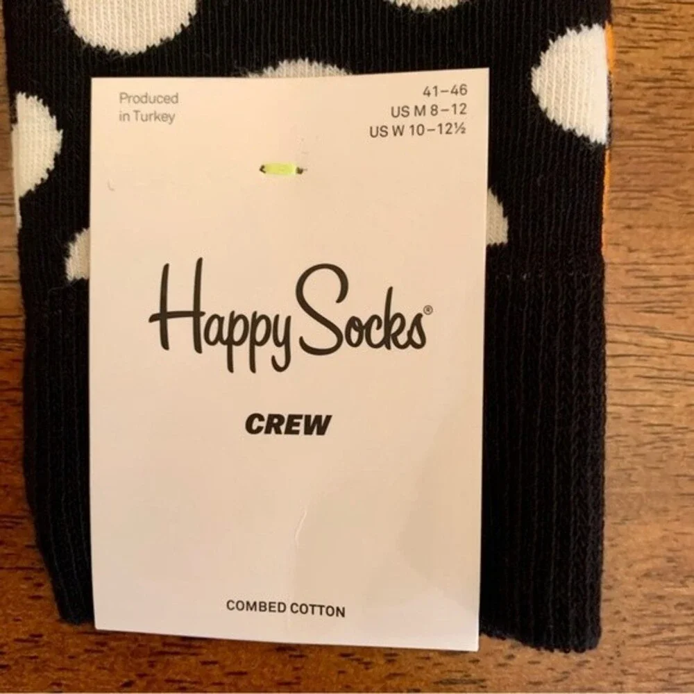 NWT Happy Socks Crew Unisex Polka Dot Pumpkin Halloween Socks M8-12 W10-12